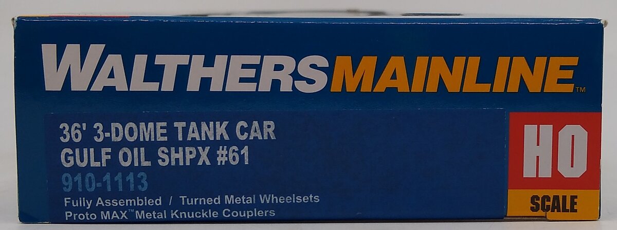 Walthers 910-1113 HO Gulf Oil Corporation SHPX 36' 3-Dome Tank Car #61