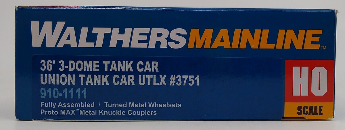 Walthers 910-1111 HO Union Tank Line UTLX 36' 3-Dome Tank Car RTR #3751