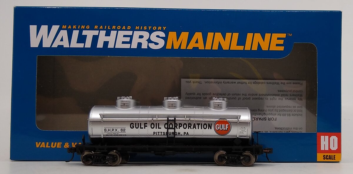 Walthers 910-1114 HO Gulf Oil 36' 3-Dome Tank Car SHPX#62