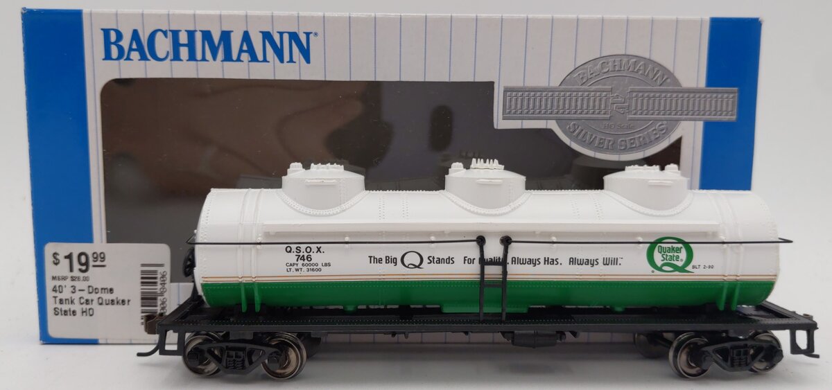 Bachmann 17137 HO Quaker State 40' 3-Dome Tank Car