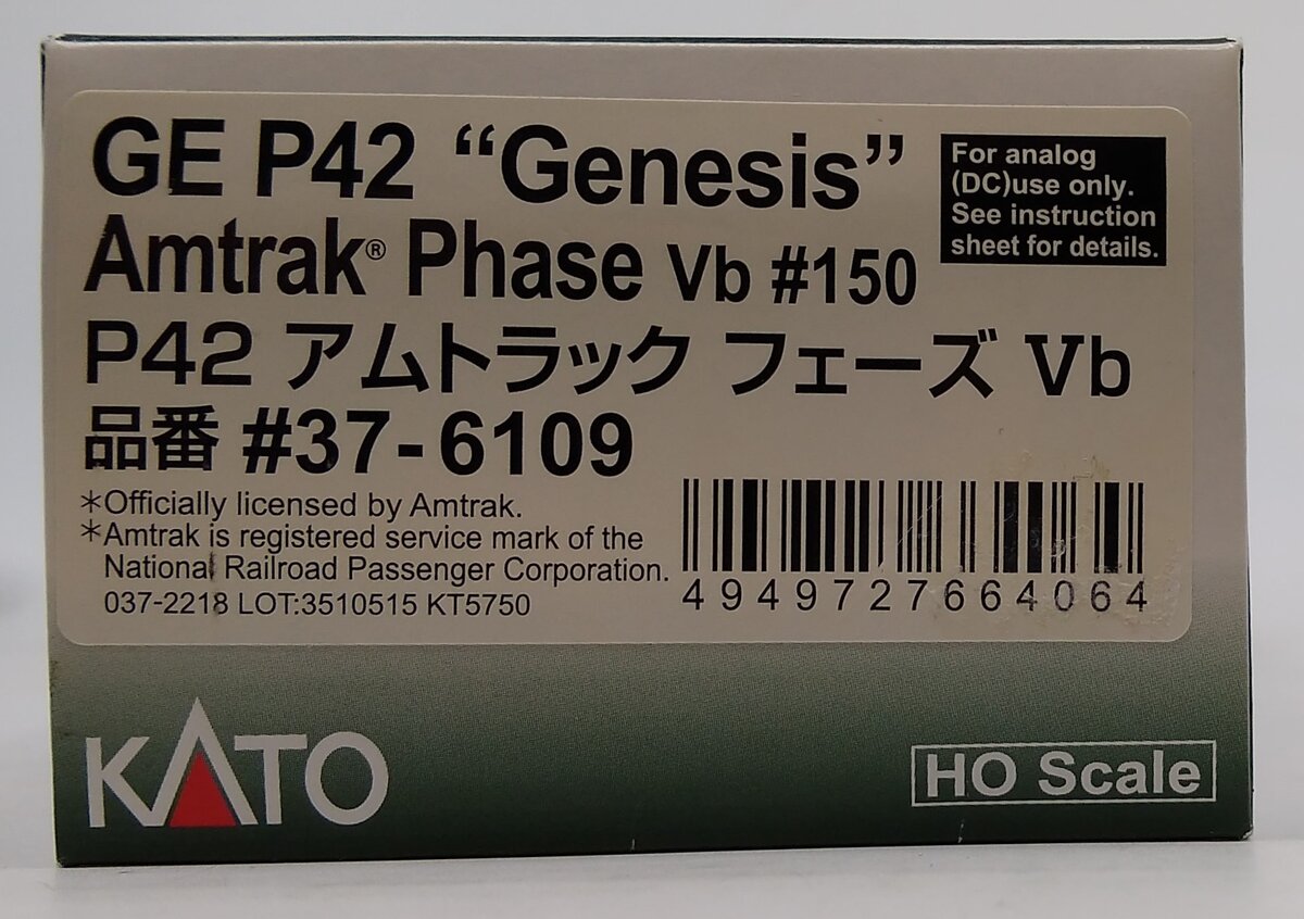 Kato 37-6109 HO Amtrak GE P42 Phase VB Diesel Locomotive Standard DC #150