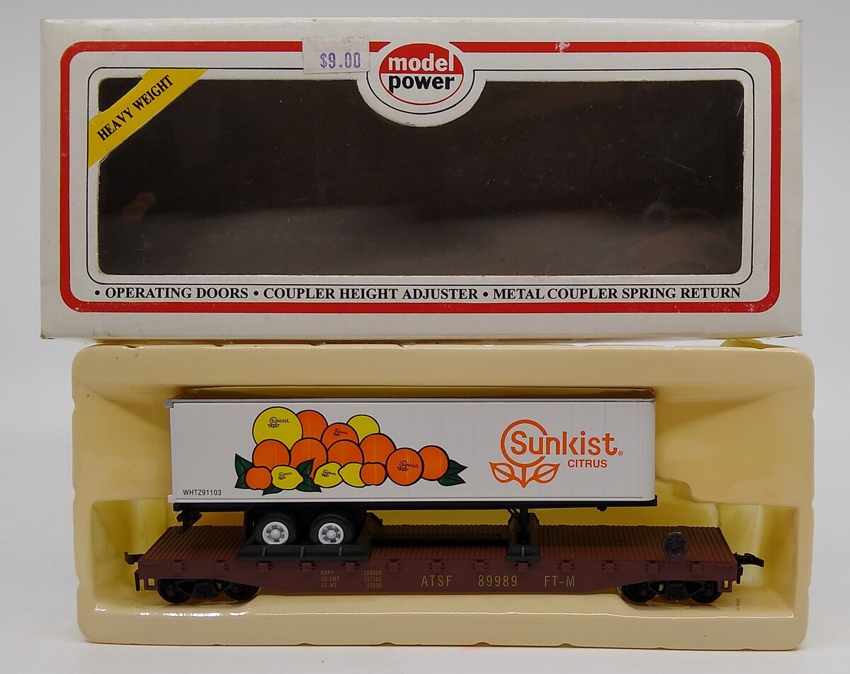 Model Power 8364 HO 51' ATSF Flatcar With Sunkist Trailer Load