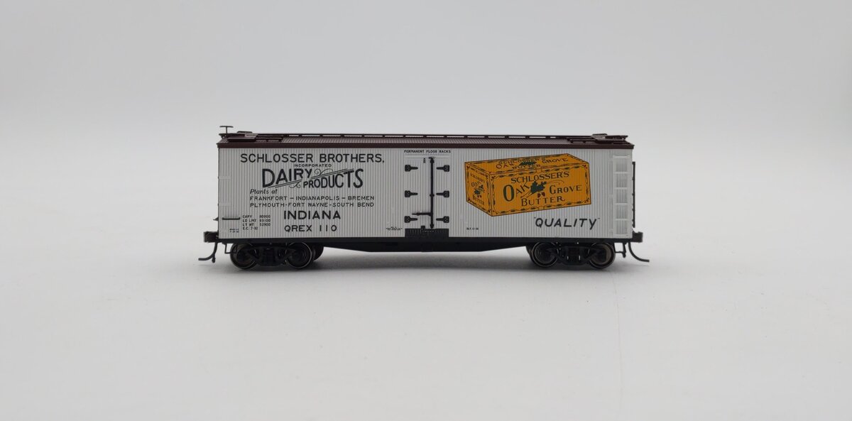 Atlas 20003305 HO Scale QREX 40' Wood Reefer, Schlosser Brothers #110