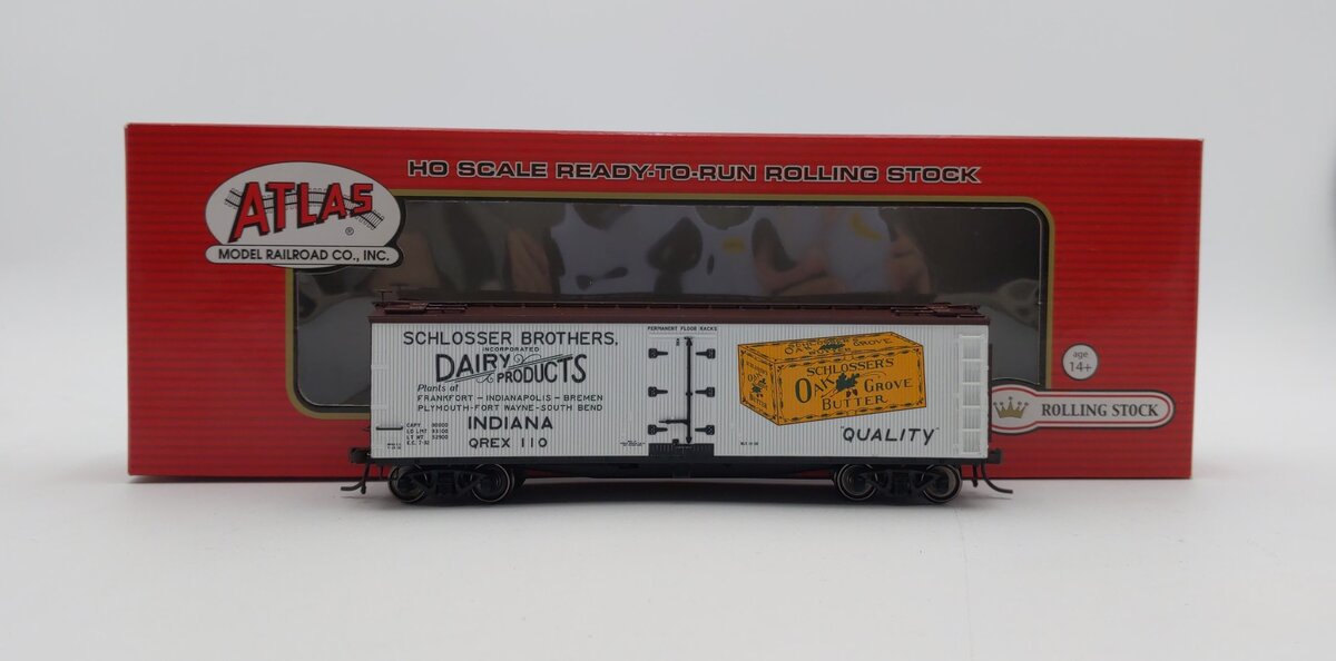 Atlas 20003305 HO Scale QREX 40' Wood Reefer, Schlosser Brothers #110