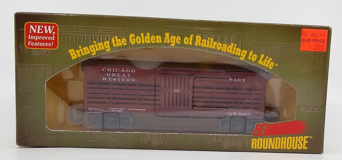 Roundhouse 84206 HO Chicago Great Western 36' Old Time Wood Stock Car #8463