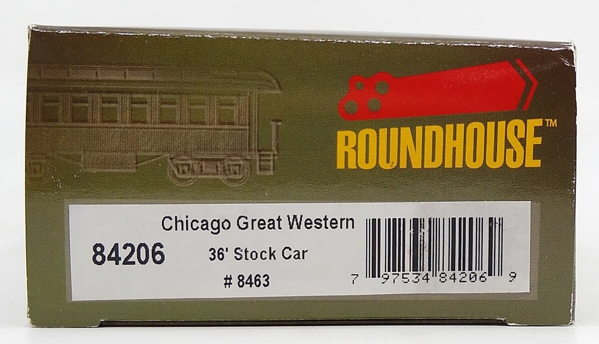 Roundhouse 84206 HO Chicago Great Western 36' Old Time Wood Stock Car #8463
