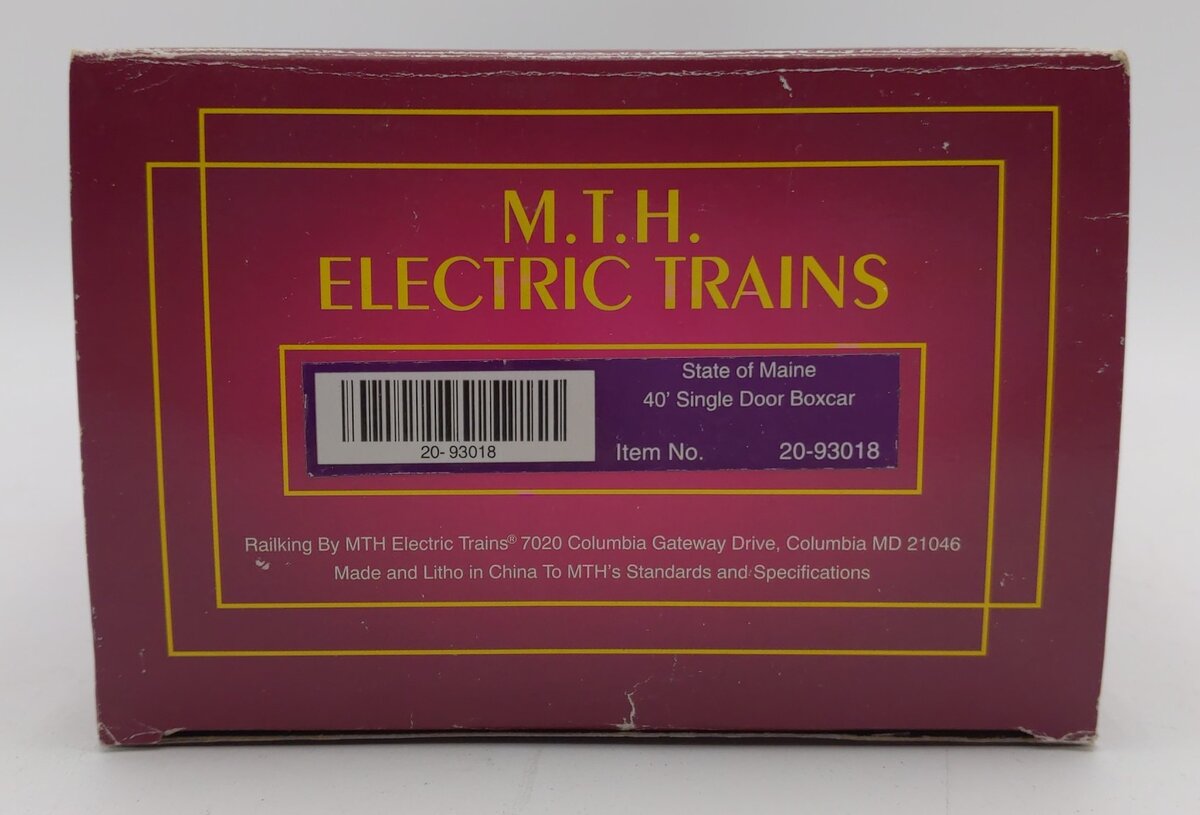MTH 20-93018 O Gauge BAR State of Maine Boxcar #4035 LN/Box