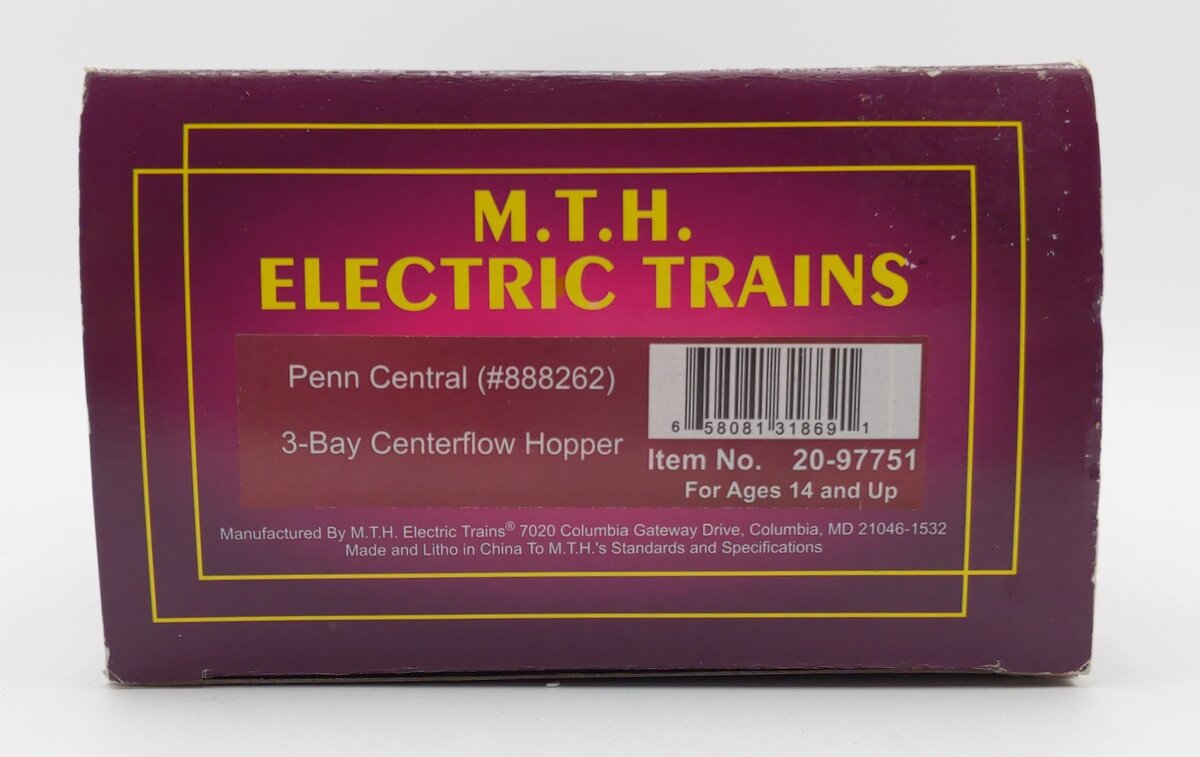 MTH 20-97751 O Penn Central 3-Bay Centerflow Hopper #888262