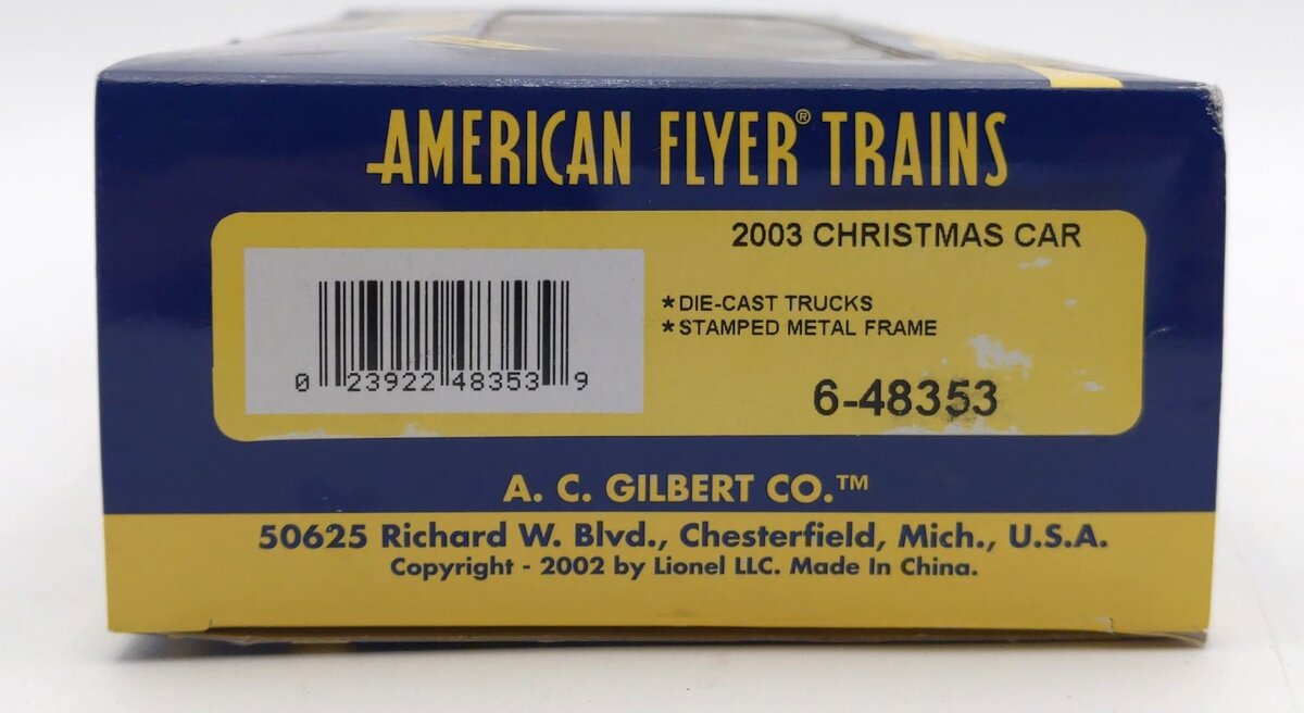 American Flyer 6-48353 S Gauge 2003 Christmas Boxcar NIB