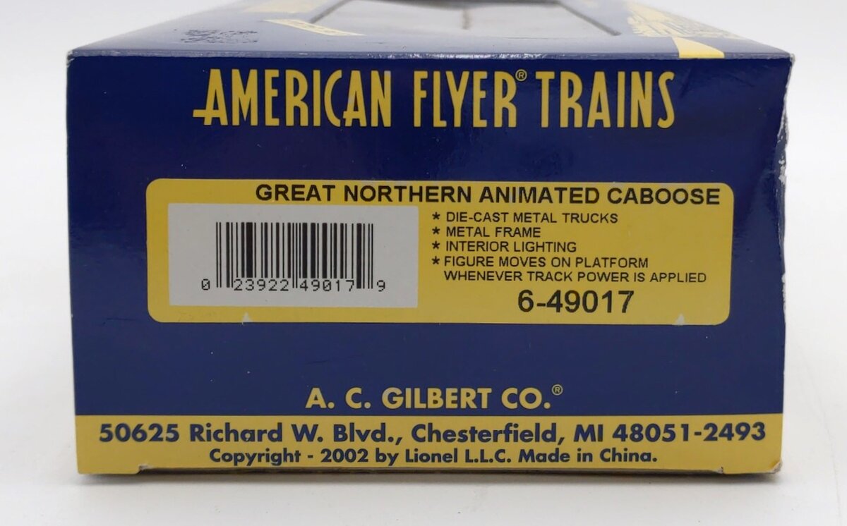 American Flyer 6-49017 S Gauge Great Northern Animated Caboose LN/Box