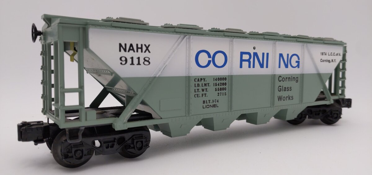 Lionel 6-9118 O Gauge LCCA-1974 Corning 4-Bay Covered Hopper VG/Box