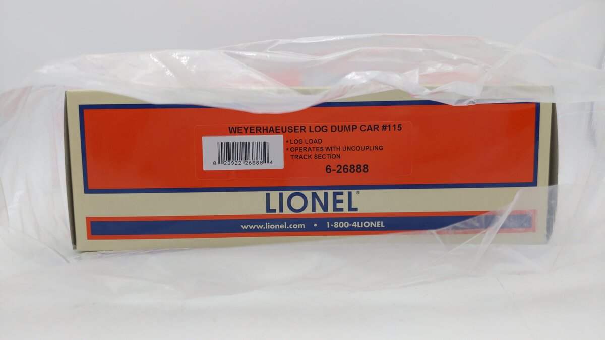 Lionel 6-26888 O Gauge Weyerhaeuser Log Dump Car #115 LN/Box