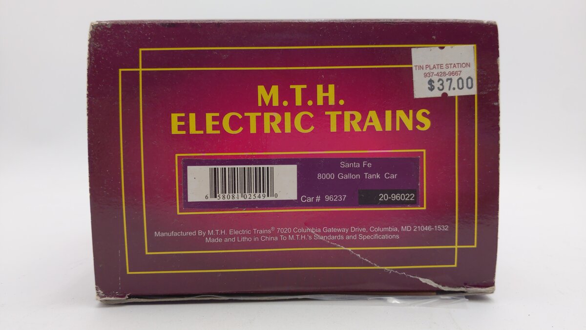 MTH 20-96022 O Gauge Santa Fe 8000 Gallon Tank Car #96237 LN/Box