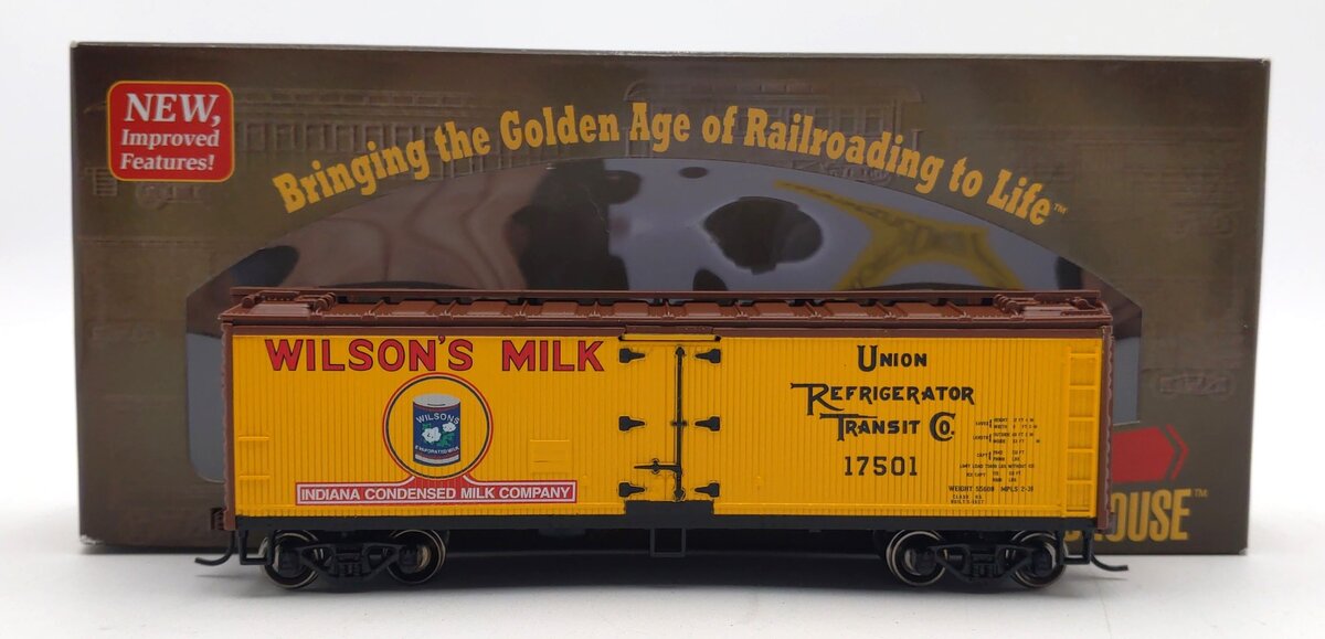 Roundhouse 85455 HO Scale Wilson's Milk 40' Wood Reefer #17501