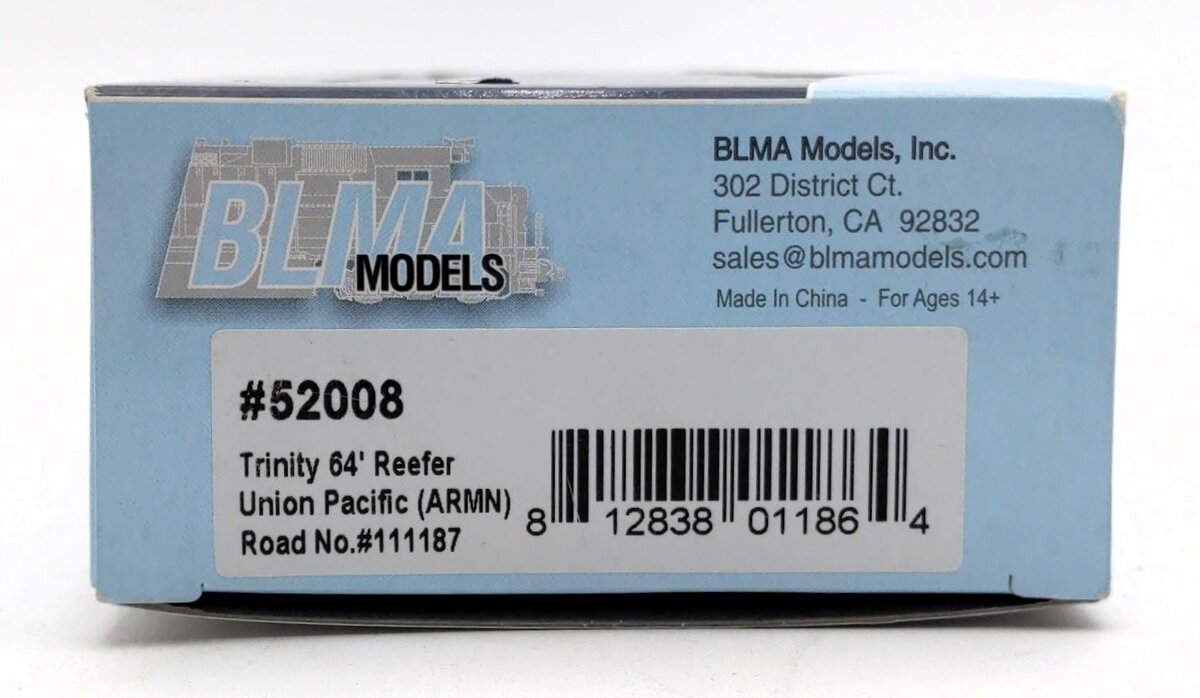 BLMA Models 52008 HO Union Pacific/ARMN Trinity 64' Reefer #111187