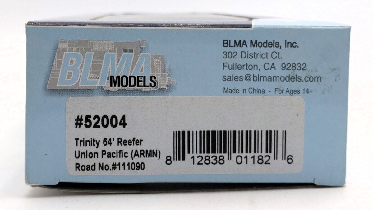 BLMA Models 52004 HO Union Pacific Trinity 64' Reefer Car #111090