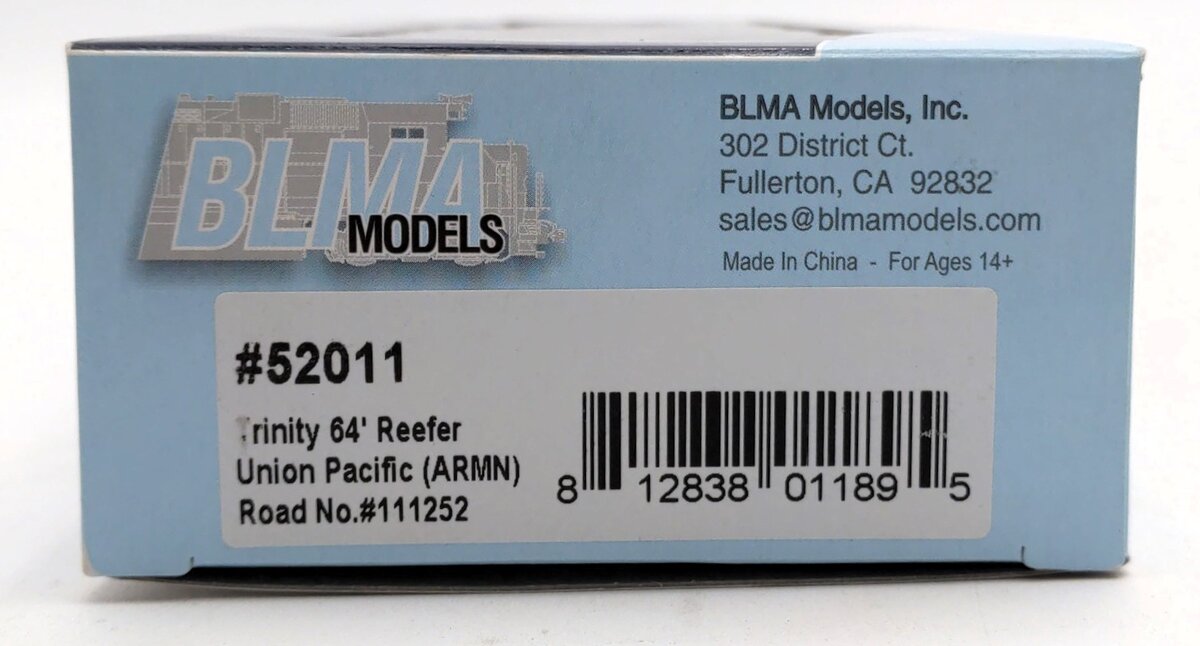 BLMA Models 52011 HO Union Pacific/ARMN Trinity 64' Reefer #111252 NIB