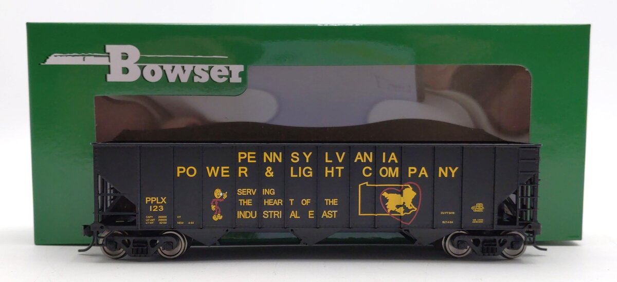 Bowser 42392 HO Pennsylvania Power Light Company 100-Ton 3-Bay Open Hopper #123