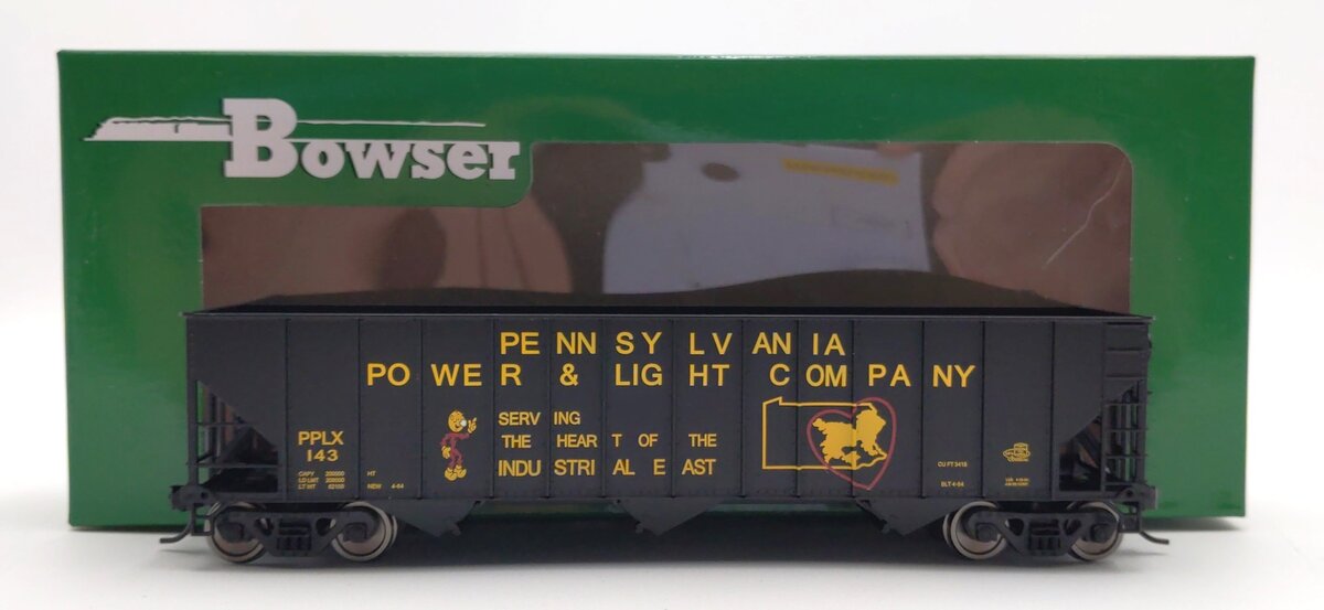 Bowser 42393 HO Pennsylvania Power Light Company 100-Ton 3-Bay Open Hopper #143
