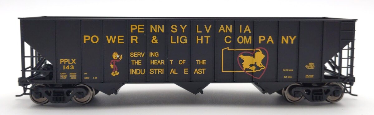 Bowser 42393 HO Pennsylvania Power Light Company 100-Ton 3-Bay Open Hopper #143