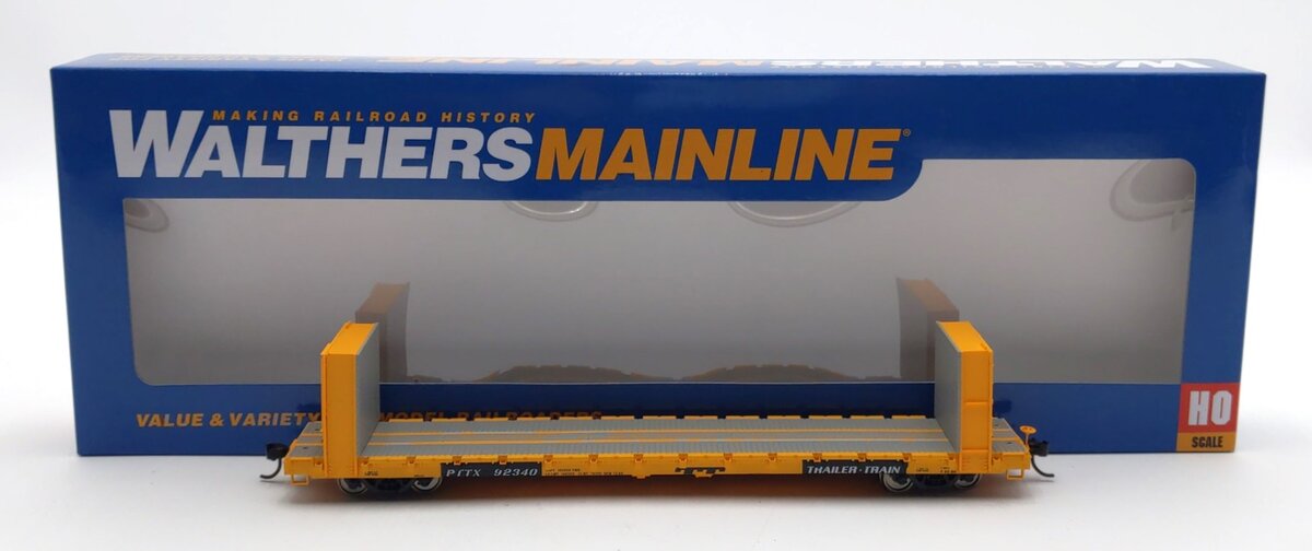 Walthers 910-5823 HO TTX Yellow RTR 60' Pullman-Standard Bulkhead Flatcar #92340