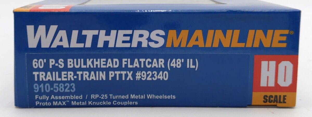 Walthers 910-5823 HO TTX Yellow RTR 60' Pullman-Standard Bulkhead Flatcar #92340