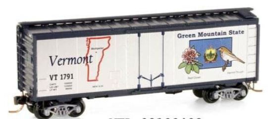 Micro-Trains 02100402 N Scale Vermont State 40' Standard Plug Door Boxcar #1791