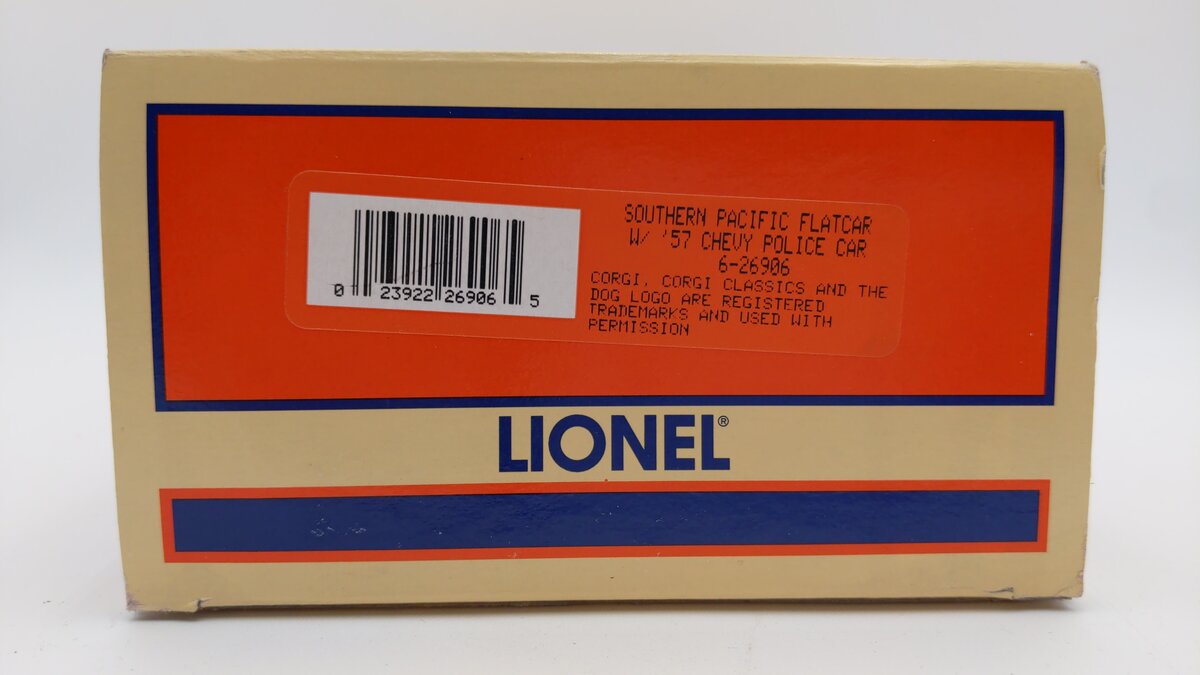 Lionel 6-26906 O Gauge Southern Pacific Flatcar w/ 1957 Chevy Police Car LN/Box