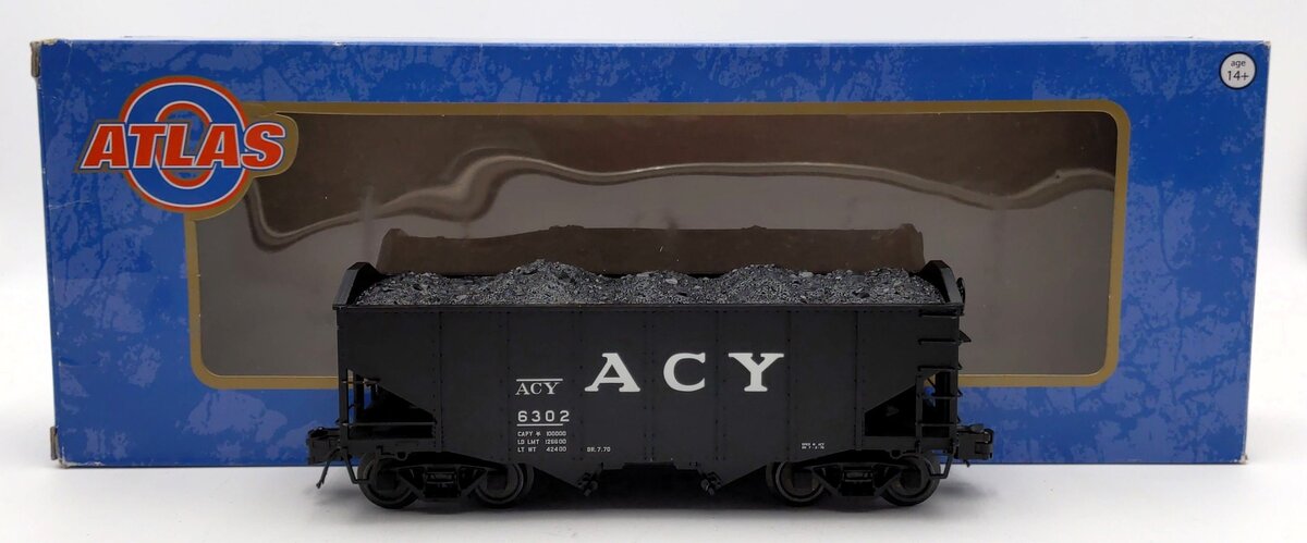 Atlas 3007107-1 O ACY 55-Ton Fishbelly Coal Hopper #6302 (3-Rail) EX/Box