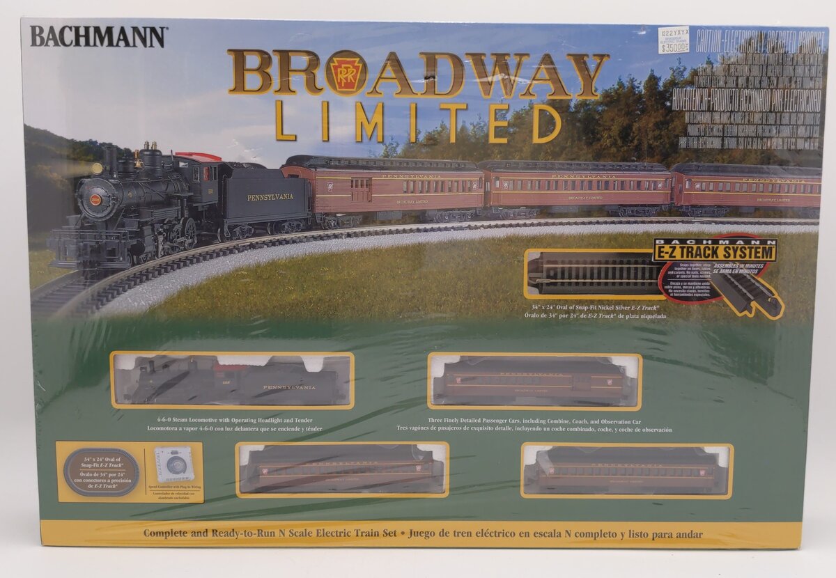 Bachmann 24026 N Scale The Broadway Limited Steam Starter Passenger Train Set