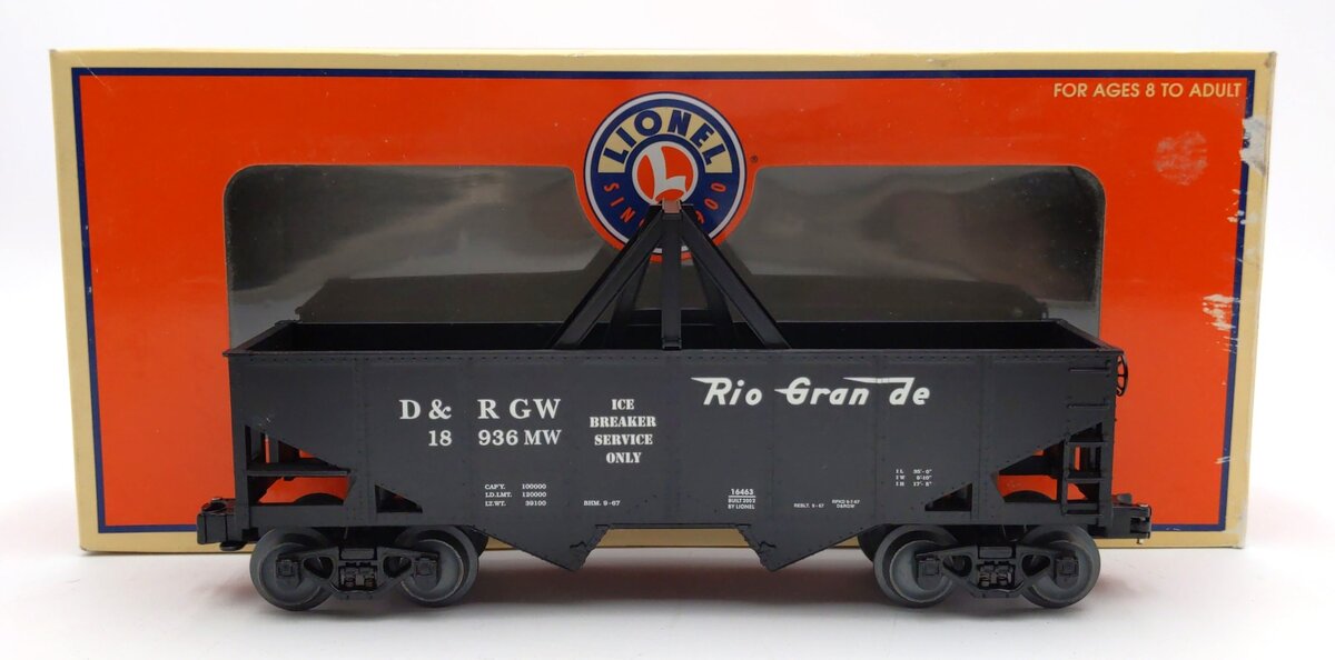 Lionel 6-16463 O Rio Grande Ice Breaker Tunnel Car #18963