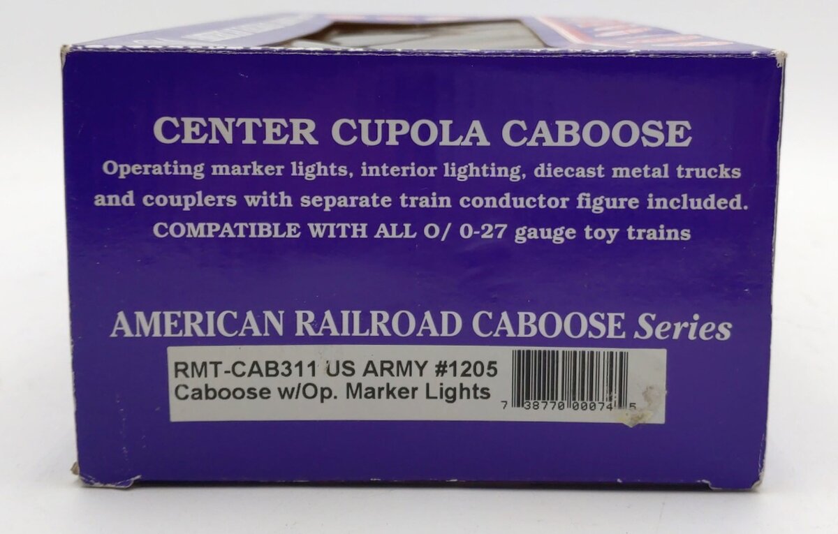 RMT CAB311 O Gauge US Army Caboose #1205 with Operating Marker Lights LN/Box