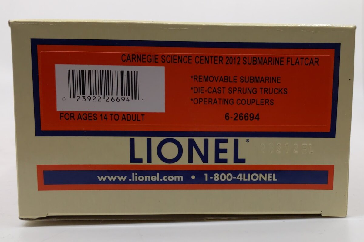 Lionel 6-26694 O Carnegie Science Center Flatcar w/Sub