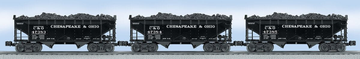 Lionel 6-21872 O Gauge Chesapeake & Ohio Offset 2-Bay Hopper (Set of 3) MT/Box