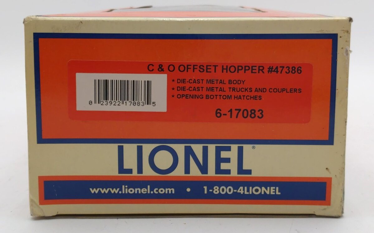Lionel 6-17083 O Chesapeake & Ohio 2-Bay Offset Hopper Car #47386 NIB