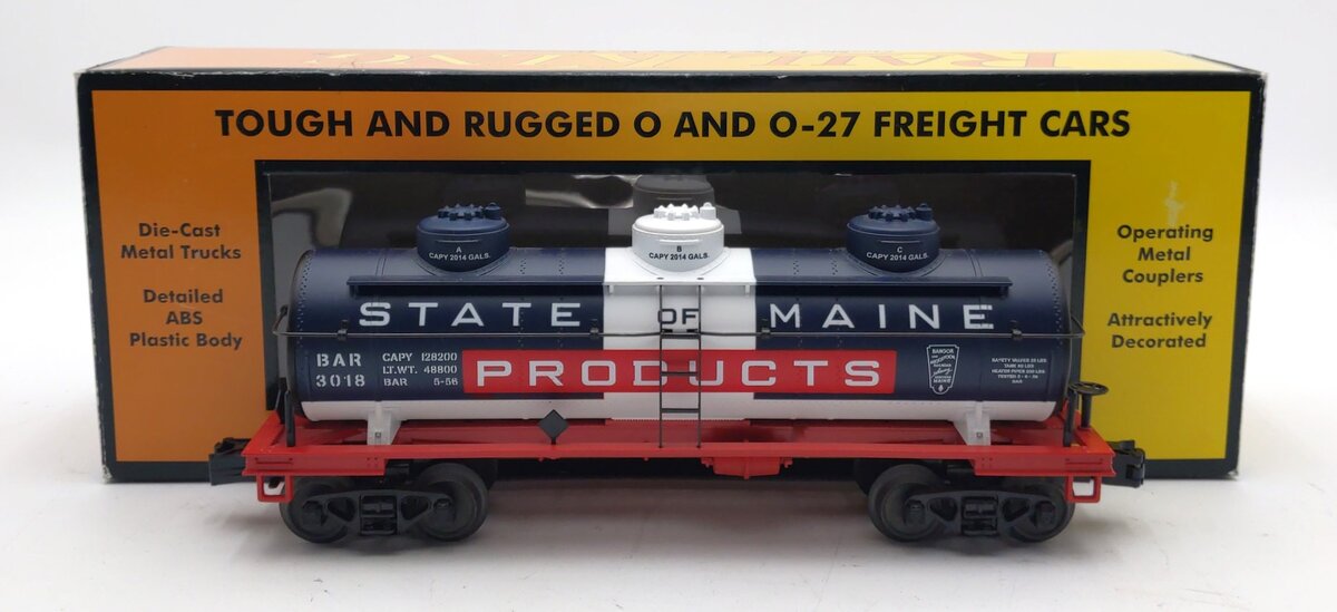 MTH 30-73384 O State of Maine 3-Dome Tank Car #3018 LN/Box