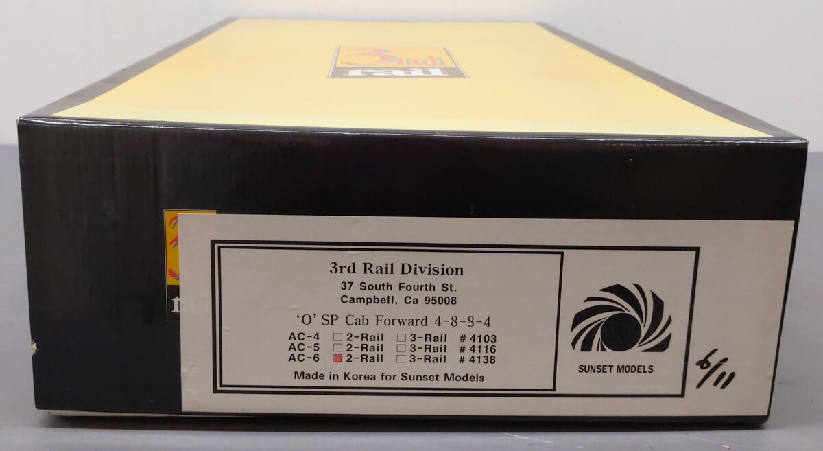 Sunset Models 4138 O Brass SP Cab Forward 4-8-8-4 Steam Locomotive #4138 -2 Rail EX/Box