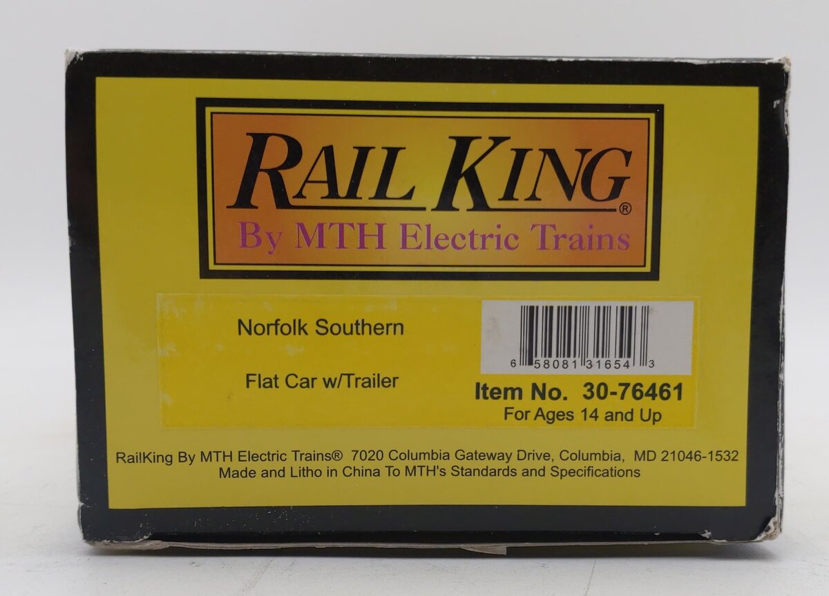 MTH 30-76461 O Norfolk Southern Flat Car w/ Trailer