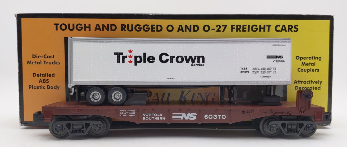 MTH 30-76461 O Norfolk Southern Flat Car w/ Trailer