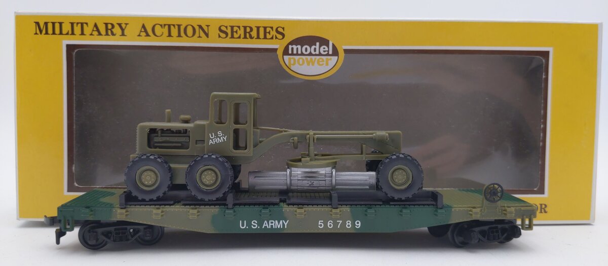 Model Power 9159 HO U.S. Army Flatcar w/ Road Grander