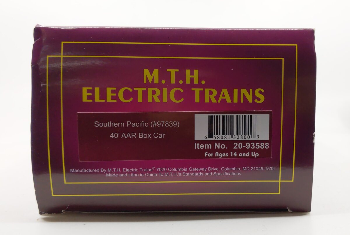 MTH 20-93588 O Gauge Southern Pacific 40' AAR Boxcar #97839