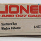 Lionel 6-9273 O Gauge Southern Bay Window Lighted Caboose
