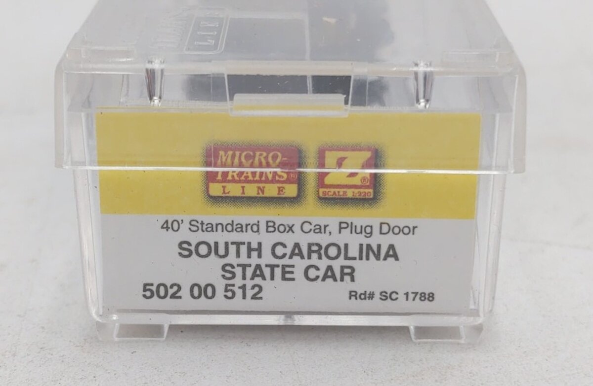 Micro-Trains 50200512 Z Scale South Carolina State 40' Plug Door Box Car #1788 EX/Box