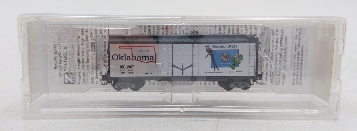 Micro-Trains 50200529 Z Scale Oklahoma State 40' Standard Plug Door Boxcar #1907 EX/Box