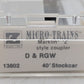 Micro-Trains 13802 Z Scale Denver & Rio Grande Western 40' Stockcar #36475 LN/Box