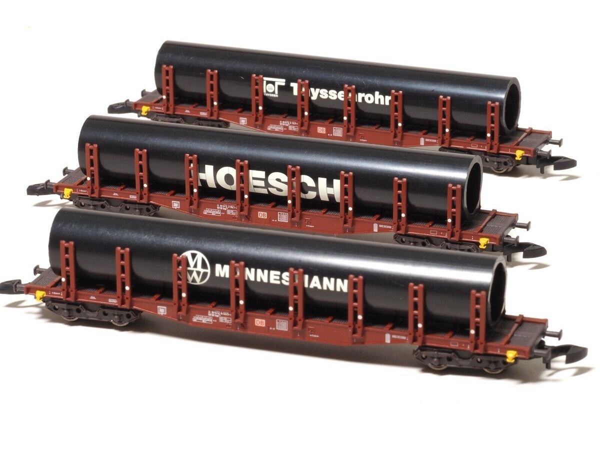 Marklin 82599 Z German Railroad DB AG Type Snps 719 Double Stake Car (Set of 3)