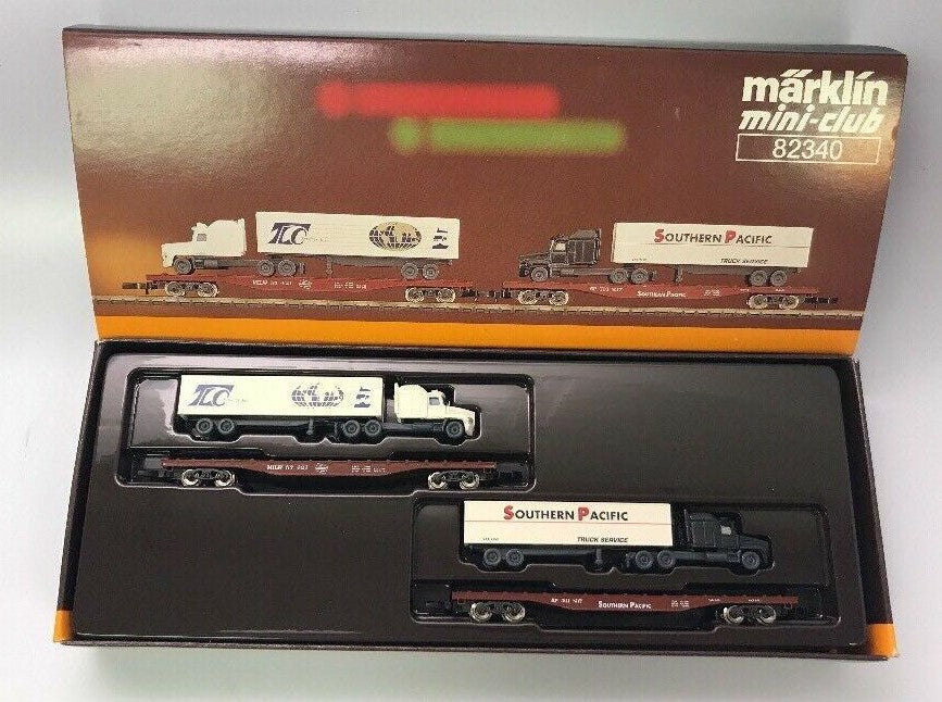 Marklin 82340 Z Scale Flatcar with Tractor Trailers (Set of 2) LN/Box