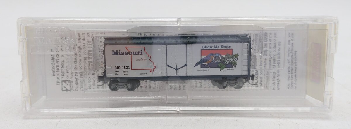 Micro-Trains 50200519 Z Scale Missouri State 40' Standard Plug Door Boxcar #1821 LN/Box