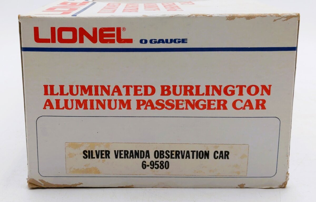 Lionel 6-9580 O Gauge Burlington Aluminum "Silver Veranda" Observation Car EX/Box