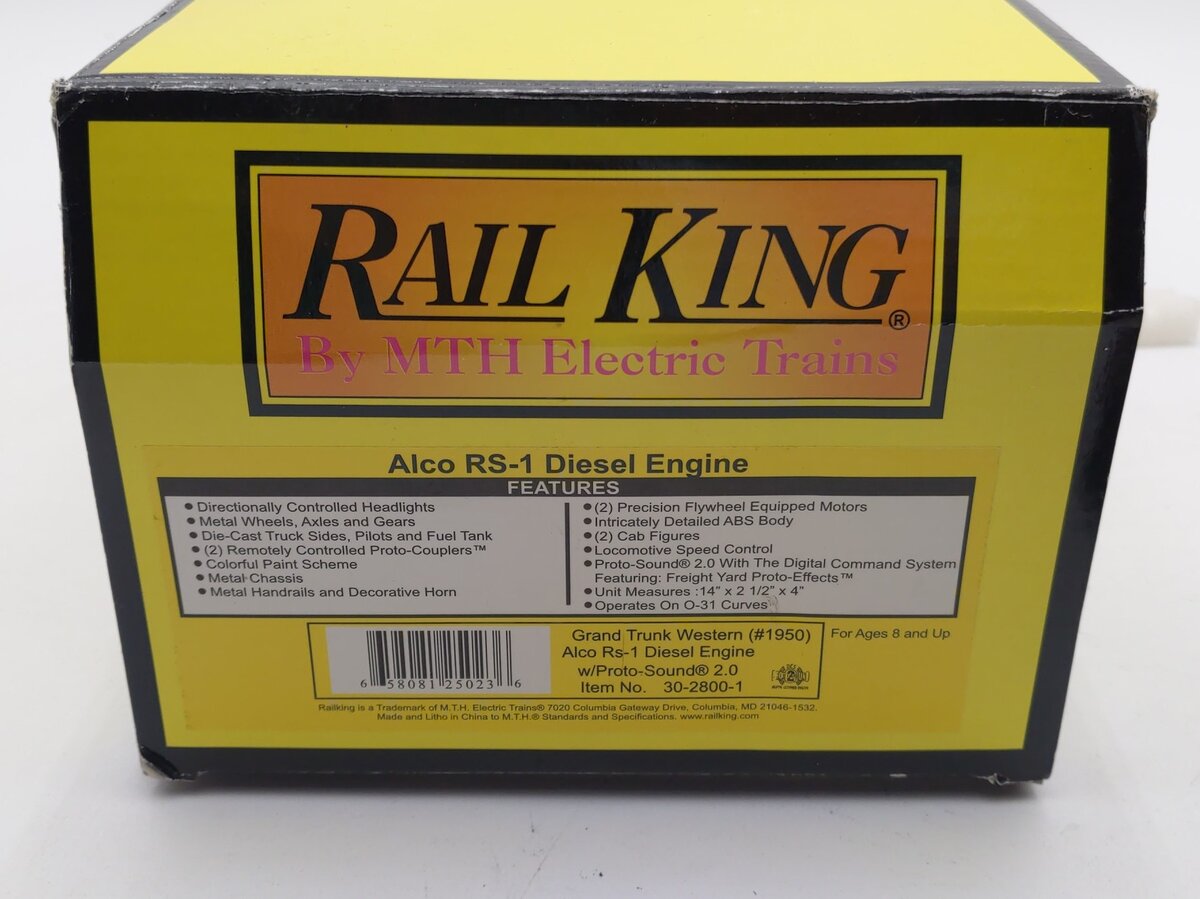 MTH 30-2800-1 O Grand Trunk Western Alco Rs-1 Diesel Engine w/PS2 #1950